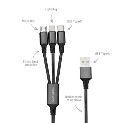 Bild von 3-in-1 Kabel "Textil", schwarz