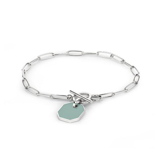 Bild von Armband "LJ-1303-B-22" aus Edelstahl, hellblau