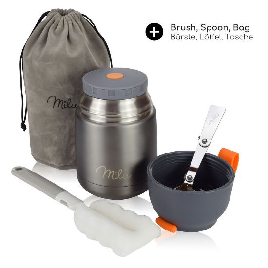 Bild von Isolier-Speisebehälter-Set, 4-tlg., 650ml, grau/orange
