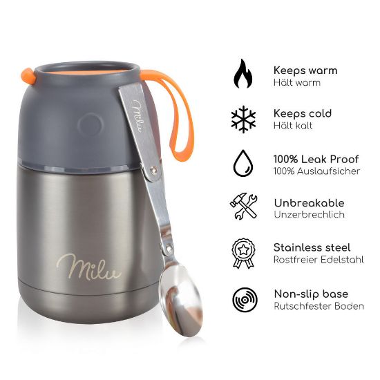 Bild von Isolier-Speisebehälter-Set, 4-tlg., 450ml, grau/orange