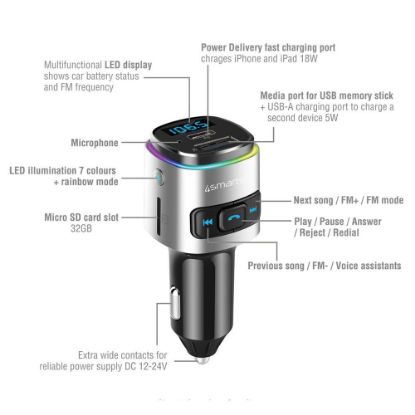 Bild von KFZ-Bluetooth FM Transmitter mit Freisprechfunktion