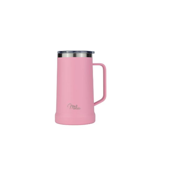 Bild von Edelstahl Bierkrug mit Trinkdeckel und Thermofunktion, 700 ml, pink