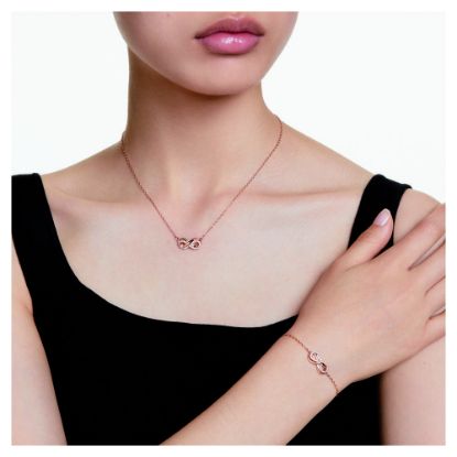 Bild von Schmuck-Set mit Unendlichkeitssymbol "Hyperbola", weiß/roségold