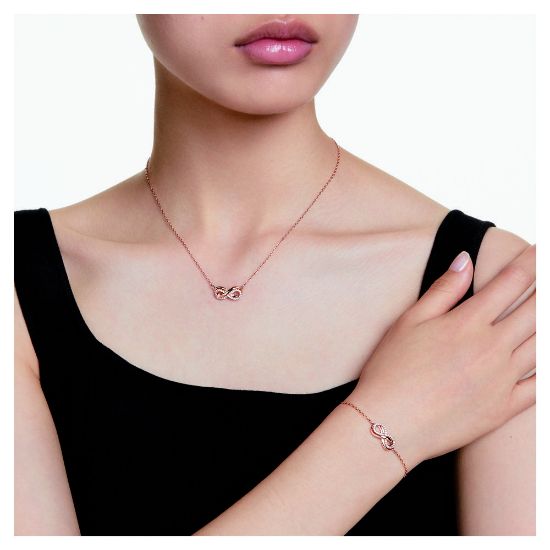 Bild von Schmuck-Set mit Unendlichkeitssymbol "Hyperbola", weiß/roségold