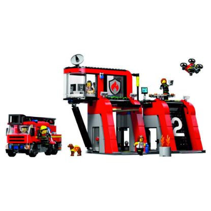 Bild von Bauspielzeug - Feuerwehrstation mit Drehleiterfahrzeug "City"