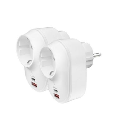 Bild von USB-C/A Steckdosenadapter, 2-tlg., weiß