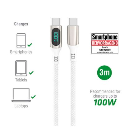 Bild von USB-C Kabel "DigitCord 100W" 3m, weiß