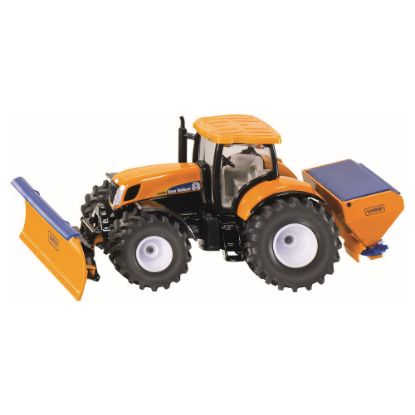 Bild von Traktor mit Räumschild und Streuer