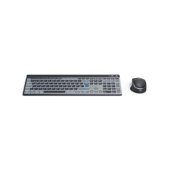 Bild von Kabellose LED-Multi-Device-Tastatur "QWERTZ" mit Maus "WKM-750", Schwarz