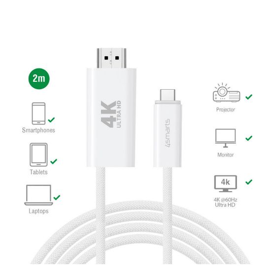 Bild von USB Typ-C auf HDMI Kabel, 2m, Weiß