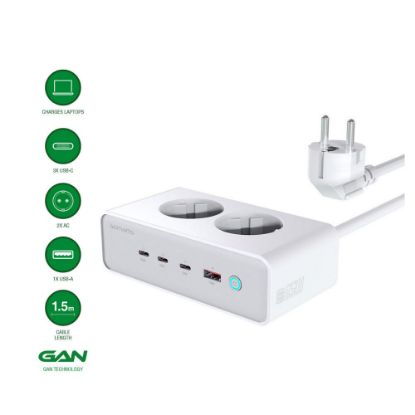 Bild von 6-in-1 Steckdosenleiste mit USB "GaN 65W"