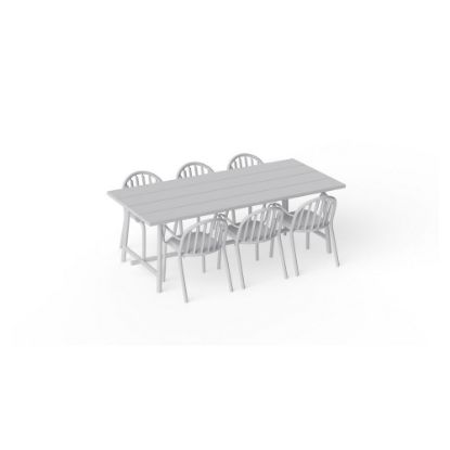 Bild von Tisch "Fred's Table" + 6 x Stuhl "Fred's Armchair", light grey