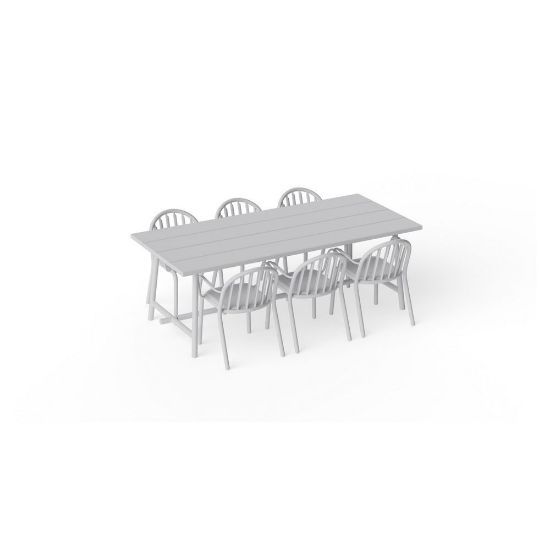 Bild von Tisch "Fred's Table" + 6 x Stuhl "Fred's Armchair", light grey