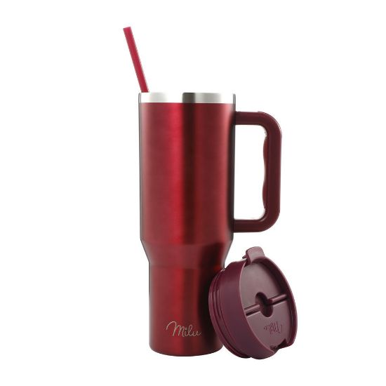 Bild von Edelstahl-Thermobecher mit Trinkhalm, 1200 ml, berry