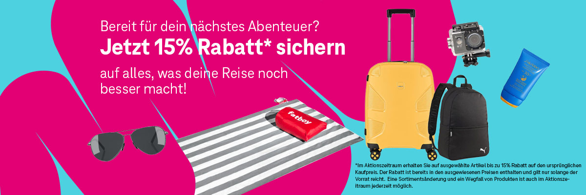 Shoppingerlebnis Reisen 15% Rabatt