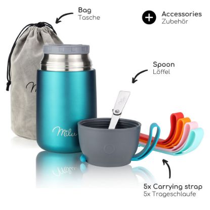 Bild von Isolier-Speisebehälter-Set, 9-tlg., aquablau, 800ml