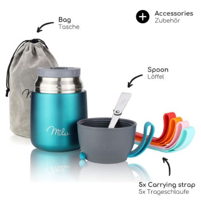 Bild von Isolier-Speisebehälter-Set, 9-tlg., aquablau, 450ml