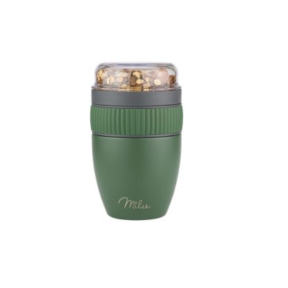 Bild von Edelstahl-Müslibecher-Set to go, 3-tlg., 400 ml, olivgrün