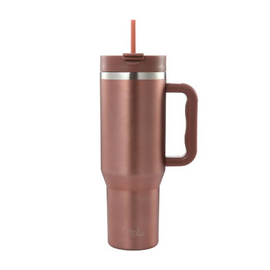 Bild von Edelstahl-Thermobecher mit Trinkhalm, 1200 ml, roségold