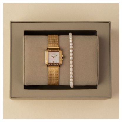 Bild von Set Armbanduhr + Armband "All Pearls", gold