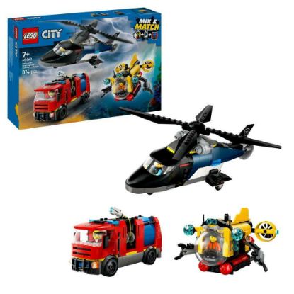 Bild von Bauspielzeug, Kombinationsset mit Hubschrauber, Löschauto und U-Boot "City"
