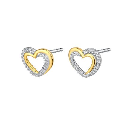 Bild von Ohrstecker "Double Happiness", Silber/vergoldet