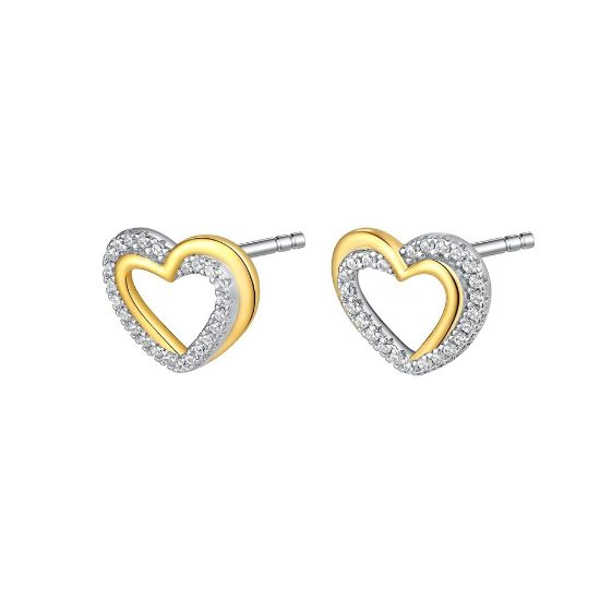 Bild von Ohrstecker "Double Happiness", Silber/vergoldet