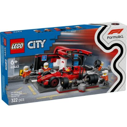 Bild von Bauspielzeug, F1 Boxenstopp mit Boxencrew und Ferrari Flitzer "City"
