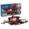 Bild von Bauspielzeug, F1 Boxenstopp mit Boxencrew und Ferrari Flitzer "City"