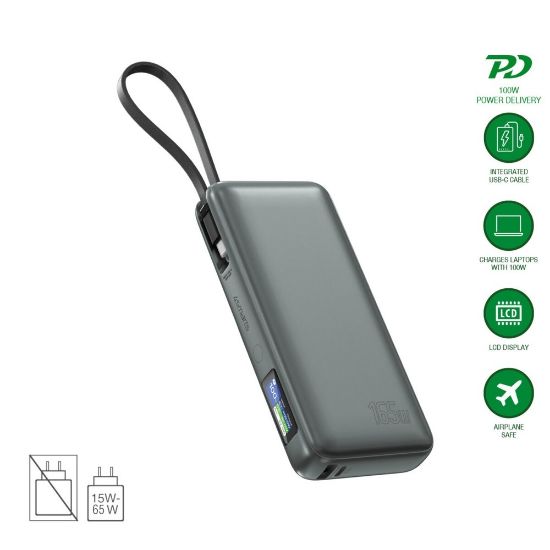 Bild von Powerbank Enterprise 20.000 mAh 165 Watt mit integriertem USB-C Kabel
