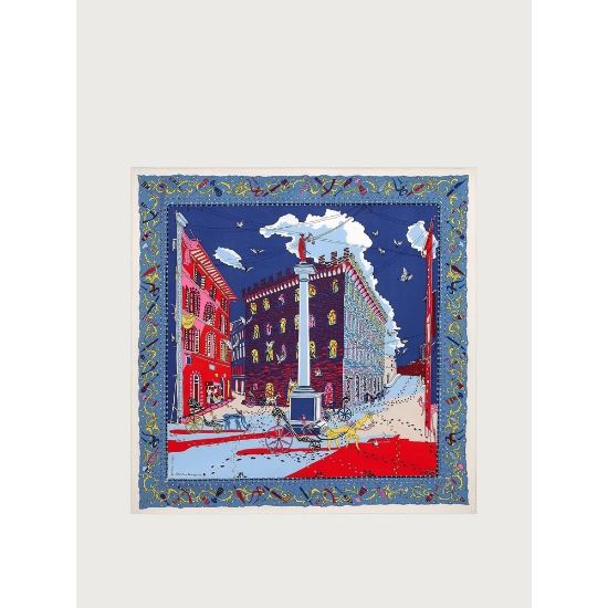 Bild von Seidentuch "Palazzo Spini Feroni Print Silk Foulard", Marineblau