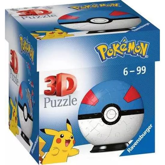 Bild von 3D Puzzle: "Pokémon Poké Ball", 54 Teile, blau