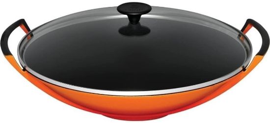Bild von Wok mit Glasdeckel, Ofenrot