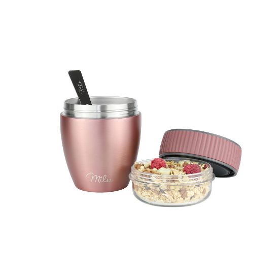 Bild von Edelstahl-Müslibecher-Set to go, 3-tlg., 400 ml, rosegold