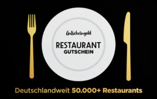 Bild von Gutscheingold RESTAURANT eGift 50€