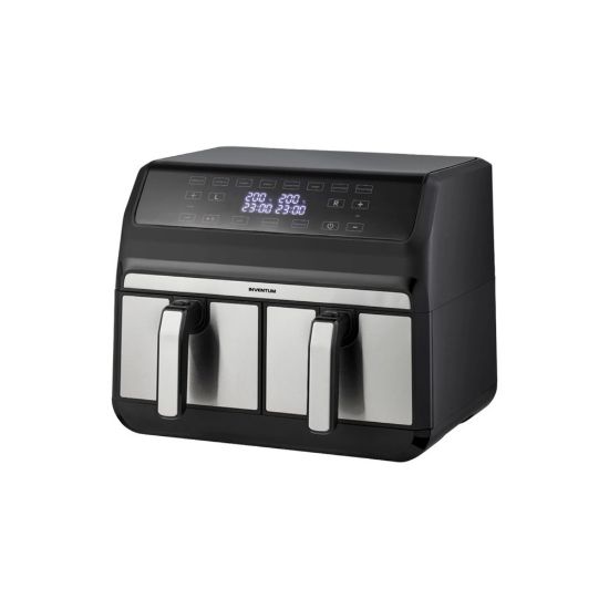 Bild von Heißluftfritteuse doppelt 2x4 L Edelstahl, schwarz