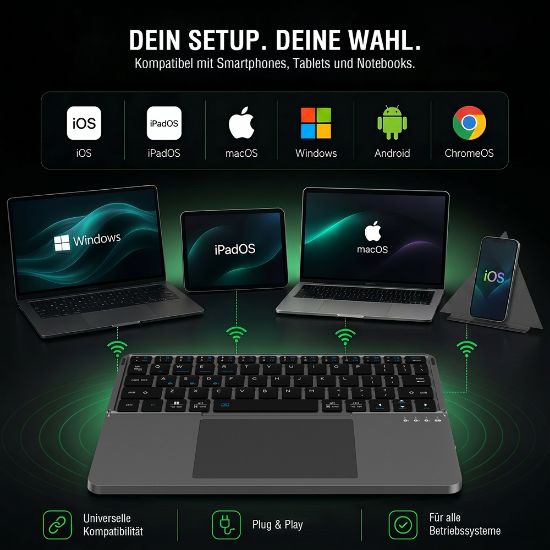 Bild von Universal-Wireless-Tastatur "QWERTZ", silber
