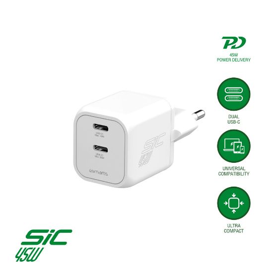 Bild von Ladegerät "PDPlug Dual", SiC, 45W, weiß