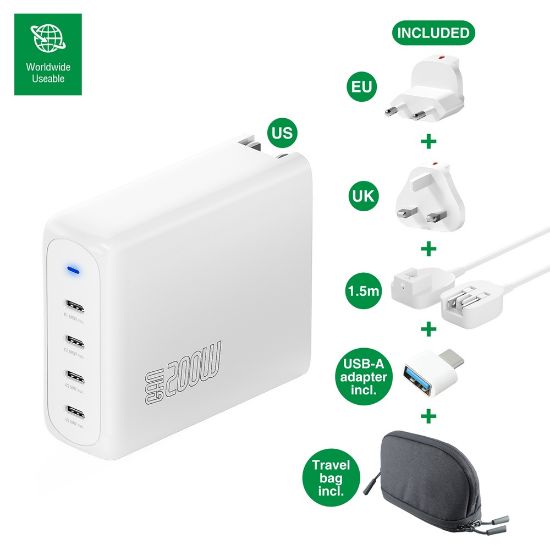 Bild von Ladegerät "Flex Pro Travel Edition", GaN, 200W, weiß